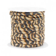 Stitched elastisch Ibiza koord 4mm tiger Beige-brown